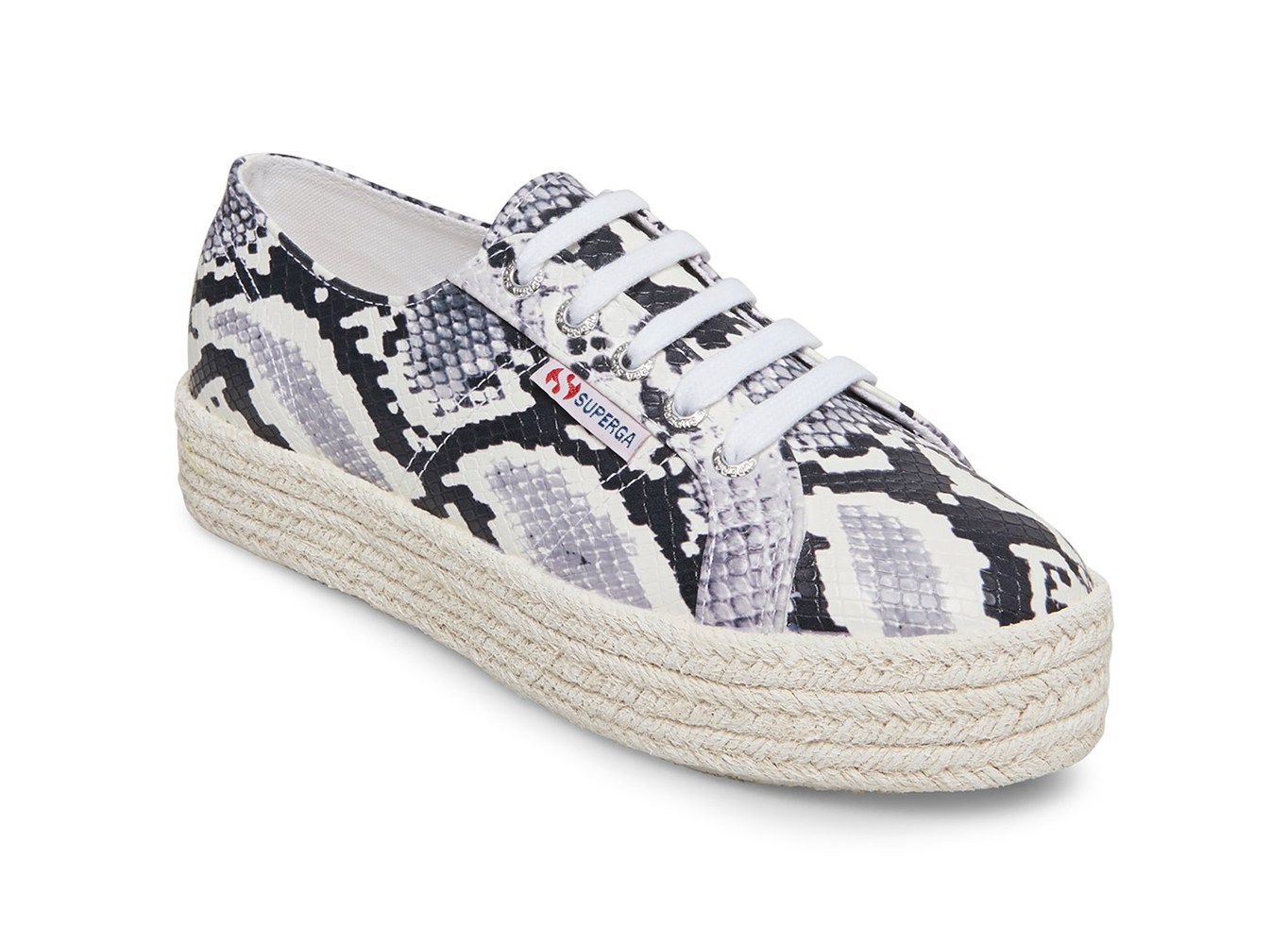Superga Plataforma Mujer Negras/Blancas/Serpent - 2730 Pufanropew - 906475VYT